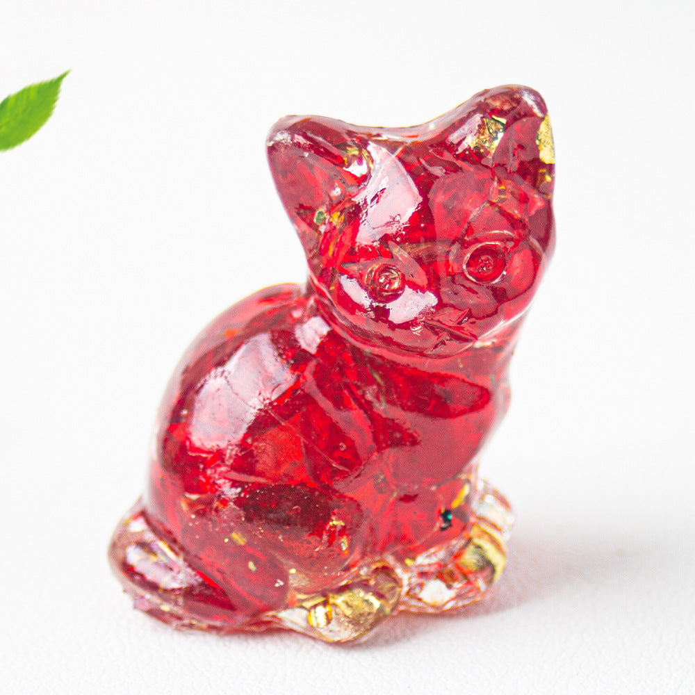 Wholesale Natural crystal gravel cute cat ornaments